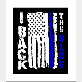 I Back the Blue American Police Support Blue Line Posters and Art